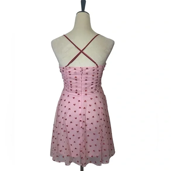 Altar'd State Pink Dress With Red Glitter Hearts - Picture 3 of 6